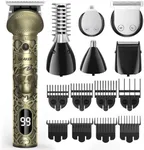 GLAKER Beard Trimmer for Men, Electric Razor for Body, Face, Mustache, Ear, Nose Hair Trimmer, Cordless Hair Clippers 17 Pieces 6-in-1 Shavers for Men Grooming Kit, Gifts for Men (Gold)