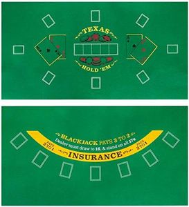 Double-Sided Poker Table & Blackjack Casino Mini Felt | Convenient, Space-Saving 36" x 18" Roll-up Casino Gambling Tabletop Mat | Smooth 2mm for Coffee Table Texas Hold 'Em & Blackjack Card Games