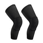 Laiiqi Compression Knee Pads Leg Sleeve, Hex Knee Pads for Basketball Honeycomb Anti Collision Knee Pads Long Kneepads Non-Slip Football Knee Pads for Youth Adult (A Pair Black/M)