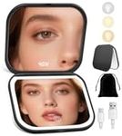 SisKokoro Magnifying Mirror with Light, Rechargeable 40X Compact Mirror with 3 Lighting Modes & Dimmable Brightness, Portable Travel Makeup Mirror with Light, Essentials for Travel, Pocket Purse Black