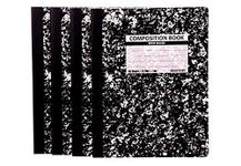 Mintra Office Composition Books (Black Marble Comp - Wide Ruled, 4 Pack)