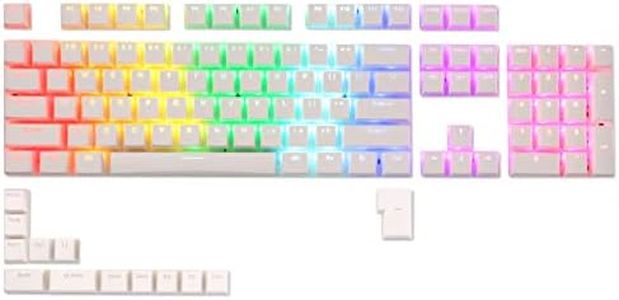 LTC LavaCaps PBT Double Shot 117-Key Pudding Keycaps, Translucent OEM Profile for ISO & ANSI Layout 61/68/84/87/98/104 Keys Mechanical Keyboard, with Keycap Puller - (Only Keycaps), White