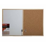 Bi-Office Budget Wood Frame Combination Board, Cork And Whiteboard Dry Wipe Memo Board, 90 x 60 cm