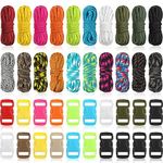 Paracord Kit Paracord Bracelets 550 Paracord Survival Rope Colorful Combo Random Crafting Kits 20 Colors Cord with Buckles for Making Bracelets Lanyard Keychain Dog Collar DIY Manual (Fresh Color)