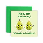 Huxters 28th Anniversary Card – We Make a Great Pear! – Funny Anniversary Cards for Him and Her –148 by 148mm Anniversary Cards for Husband and Wife – 28th Wedding Anniversary Card Envelope (28th)