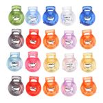 EXCEART 100pcs Plastic Spring Cord Lock Toggle Single Hole Clip Stopper Ends Round Ball Shape Lanyard Sliding Fastener Buttons for Luggage Clothing Backpack (Mixed Color)