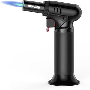 Sondiko Butane Torch with Fuel Gauge S907, Refillable Soldering Torch Lighter with Adjustable Flame for Welding, Resin Art, Industrial(Butane Gas Not Included)