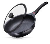 INTIGNIS Deep Non-Stick Frying Pan with Lid – 3-in-1 Sauté Pan, Skillet & Mini Wok – GREBLON Ceramic Coating | Induction Hob Safe | Stainless Steel Base |PTFE & PFOA Free (Black, 30 cm)