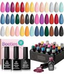 Beetles Gel Nail Polish Set 20 Colors Green Pink Sparkle Glitter Black Gel Polish with 3Pcs Base Top Coat Soak off Uv Fall Nail Polish Manicure Kit Gifts for Women Girls