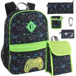 Trail maker Boys 6 in 1 School Backpack Set with Lunch Box, Pencil Case, Keychain Attached