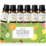 SALKING Fruity Essential Oils Set, 6 x 10ML Essential Oil Gift Set Fragrance Scented Oils for Diffuser Candle Making - Pineapple,Guava,Raspberry,Green Apple,Orange,Cherry