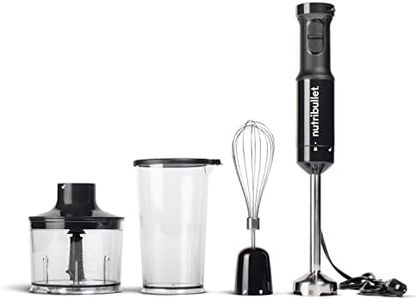 NutriBullet Immersion Blender, Dark Grey, Deluxe set includes powerful 800w variable control motor, chopping blade & bowl, whisk, 900ml cup & lid (NBI07110)