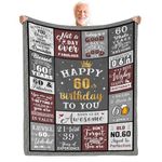 60th Birthday Gifts for Men, Unique Birthday Gifts for 60 Year Old Blanket, Men 1964 Birthday Gifts for 60th Throw Blanket, 80"x60" Happy 60th Birthday Blanket for Grandpa Dad Brother Friend