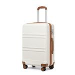 Kono Fashion Hand Luggage Lightweight ABS Hard Shell Trolley Travel Suitcase with TSA Lock and 4 Wheels Cabin Carry-on Suitcases 2 Year Warranty Durable (20", Cream White)