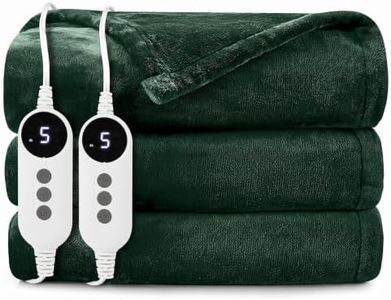 HYLEORY Heated Electric Blanket Throw, 2-Layer Cozy Soft Flannel 84" x 90", Heating Blanket with 9 Heating Levels, 2/4/6/10 Hours Auto Off, Fast Heating Warm Winter Blanket, Green