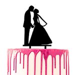 CARISPIBET Wedding cake topper Groom and Bride kiss Acrylic cake decoration tool for Marriage party