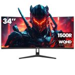 CRUA 34 Inch Ultrawide Gaming Monitor, WQHD 3440X1440P 144Hz/165Hz Curved Monitor, 21:9 1500R 99% sRGB Computer monitor Support AMD Freesync, HDMI 2.0 & Displayport 1.4, Wall Mountable/Tilt Adjustable