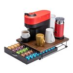 FlagShip for Nespresso Pod Holder Vertuo Pod Drawer Coffee Pod Storage for Vertuo Pod with Elegant Wood Top(50 Pods Capacity)