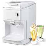 COSTWAY Electric Shaved Ice Machine, 460W Snow Cone Maker with Adjustable Ice Fineness, 265 Lbs/H, Full Open Design for Easy Cleaning, Ice Crusher for Home Kitchen Restaurant Commercial Use, White