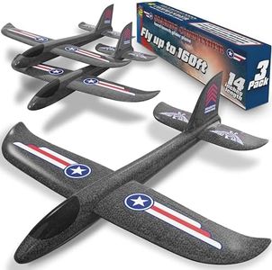 Airplane Toy For Kids: 3 Pack Foam Airplanes for Kids - Safe & Easy To Throw Airplane Glider Plane Toys - Gifts for Boys & Girls & Birthday Gift Ideas - Outdoor Games For Kids Ages 4 5 6 7 8 9 10 & Up