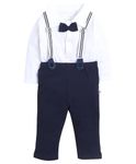 BUMZEE Navy & White Boys Full Sleeves Shirt Pant Set With Suspender & Cap Age - 2-3 Years (Peb8583F-nbl.wht)