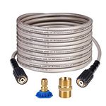 WOJET 3200 PSI 25 FT Pressure Washer Hose 1/4" M22-14mm Brass Thread Universal Replacement for Most Pressure Washers PA7261