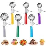 6 Pack Cookie Scoop Set, Ice Cream Scoop with Trigger, Professional Stainless Steel Disher Scoop Cookie Dough Scoop Portion Scoop for Baking Meatball Melon Baller Cupcake Muffin, 6 Sizes