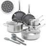GreenPan Hybrid 13 Piece Nonstick Stainless Steel Cookware Set, APEX Tri-Ply Thermobond PFAS-Free Ceramic Pots & Pans, Induction & All Cooktop Compatible, Oven Temp to 850°F, Dishwasher Safe, Silver