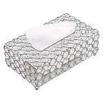 Sumnacon Crystal tissue Box holder tissue Organizer for dining room,bedroom,dresser decoration (silver,Rectangular)
