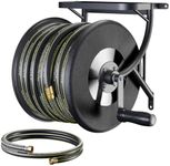 Heavy Duty Wall Mounted Garden Hose Reel, 130ft Rubber Hose 5ft Leader Hose