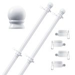 PHITRIC 6 FT Flag Pole (2 Packs), Tangle Free Spinning Stainless Steel Flagpole, Suitable for 3x5 Heavy Garden Flag 1" Dia Flag Pole for House, Wall-Mounted (Without Bracket, White)