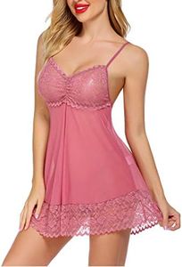 Avidlove Lace Babydoll Lingerie Sexy Mini Chemise Mesh Wedding Nightie Bridal Nightdress, Pink Purple, X-Large