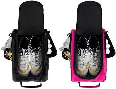 Goloni 2Pcs Golf Shoe Bag for Men & Women, Padded Travel Shoe Bag with Side Accessory Pockets,Sport Shoe Carrier for Golf Shoes,Socks,Tees & Balls,Durable & Lightweight Design (Black+Pink)