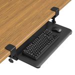 BONTEC Small Keyboard Tray Under Desk, Pull Out Keyboard & Mouse Tray with C Clamp, 20 (24.6Including Clamps) x 11.8inch Steady Slide-Out Computer Drawer for Typing, Perfect for Home or Office, Black