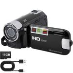 Camcorder Video Camera with 16GB SD Card, 1080P Mini DV Camcorder 16MP, 2.7" Rotating Screen, 16X Digital Zoom, Built-in LED Fill Light, USB Digital Video Camera for Beginners Kids Travel Vlogging