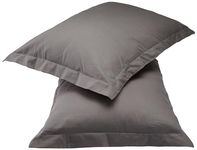 Amazon Brand - Solimo Solid Grey Pillow Cover, Brushed Cotton (Set of 2, Grey, 17" X 27")