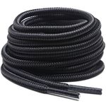 DELELE 2 Pair Round Boot Laces Outdoor Hiking Walking Shoelaces Rope Dual Coloured Striped Shoe Lace Work Shoe Strings, 11 Dark Gray Black, 55"Inch (140CM)