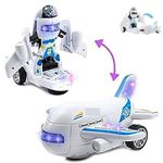 KINGZOMY® Robot Deformation Car 2 in 1 Convertible Racing Car Toy for Kids with Steering Transformation Remote Control Vehicle- with Led Light & Sound Pack of 1- Multi Color (Airbus Robot)