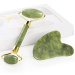 GeeRic Jade Roller&Gua Sha Scraping Massage Tool Anti-aging Quartz Natural Facial Jade Stone Set - Face Eye Neck Beauty Roller For Slimming&Firming - Rejuvenate Skin & Remove Wrinkles