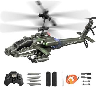 XIKOTEC Remote Control Military Flying Helicopter Toy, 2.4GHz, 3.5 Channels Helicopter with Gyro & LED Light, Altitude Hold, RC Helicopters for Kids Adults Beginner (Green)