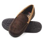 Hanes Men's Textured Moccasin Slipper, Brown/Brown, Large UK