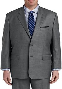 Oak Hill Premium by DXL Men's Big and Tall Jacket-Relaxer Sharkskin Suit Jacket Grey 58 L