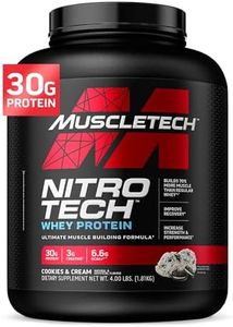 MuscleTech Whey Protein Powder, Nitro-Tech Whey Protein Isolate + Peptides, Lean Protein Powder with Creatine, Sports Nutrition Protein Powder for Men & Women, Cookies and Cream, 1.81kg (40 Servings)