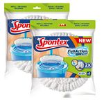 Spontex Full Action System Spin Mop Microfibre Refills, White, 2 Count (Pack of 1)