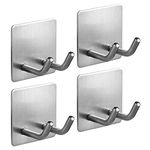 JS self Adhesive Hooks Razor Holder 4 Pack Sticky Hanger Stainless Steel Storage Bathroom Kitchen Organizer