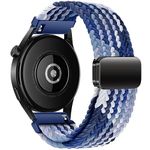 KEYSJEFF Compatible With Huawei Watch Gt4/Gt3 Pro 46Mm Strap/Samsung Watch 3 45Mm Band/Gear S3 Frontier, 22Mm Nylon Watch Navy Blue Straps Band For Women Men (Not Include Watch)