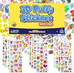 PURPLE LADYBUG 1900 Small Puffy Stickers for Kids Ages 4-8 - 80 Assorted Foam Sticker Sheets - Fun 3D Stickers for Kids, Road Trip Activities for Kids Travel Essentials, Travel Toys for Toddlers 1-3