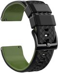 Ritche Christmas Gift 24mm Silicone Watch Band Quick Release Rubber Watch Bands for Men Women - Black Top Army Green Bottom Black Buckle, Valentine's Day Gifts for Him or Her, White Elephant Gifts, Stocking Stuffers for Men