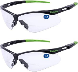 ProtectX Bifocal Reading Safety Glasses 2.5 Diopter, Eye Protection Glasses for Men, ANSI Z87.1 Impact Resistant Anti-Fog Wrap-Around Lenses, Protective Eyewear for Work, Indoor/Outdoor Use- 2 Pack