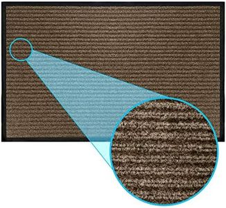 LuxUrux Striped Brown Door Mat - Heavy Duty, Indoor/Outdoor, Easy Clean, Waterproof, Low-Profile (24'' x 16'') - Ideal for Entry, Patio, Garage - Durable Solution for High Traffic Entrance Ways